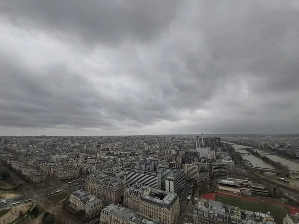 View Paris Eiffel Tower Houses Roads — Stock Photo, Image