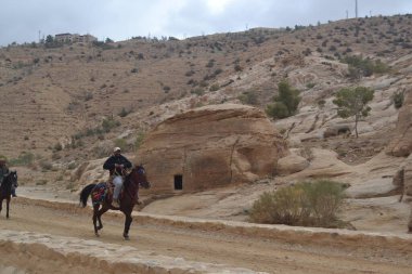 PETRA, JORDAN, 06.12.2019 - Ürdün 'ün güneyindeki tarihi ve arkeolojik şehir