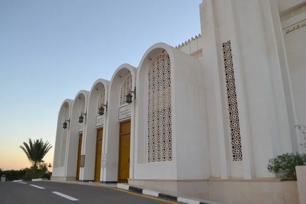 Mosquée Blanche Soleil Couchant Ville Sharm Sheikh — Photo