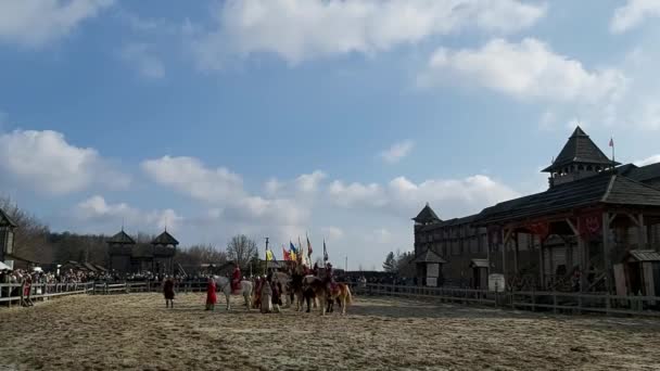 Mars 2020 Shrovetide Firande Kievan Rus Park — Stockvideo