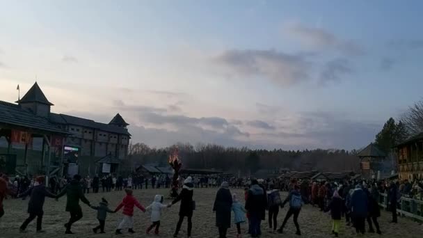 Marzo 2020 Celebrazione Shrovetide Nel Parco Della Rus Kiev — Video Stock