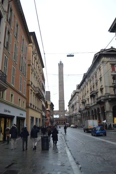 Circa December 2019 Bologna Itália Ruas Cidade Bolonha Luzes Natal — Fotografia de Stock