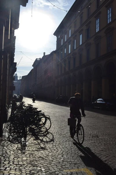 Circa Prosinec 2019 Boloňa Itálie Boloňské Ulice Vánoční Osvětlení Městské — Stock fotografie