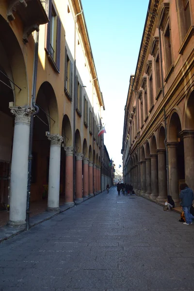 Aralık 2019 Bologna Talya Bolonya Şehir Sokakları Noel Işıkları Şehir — Stok fotoğraf