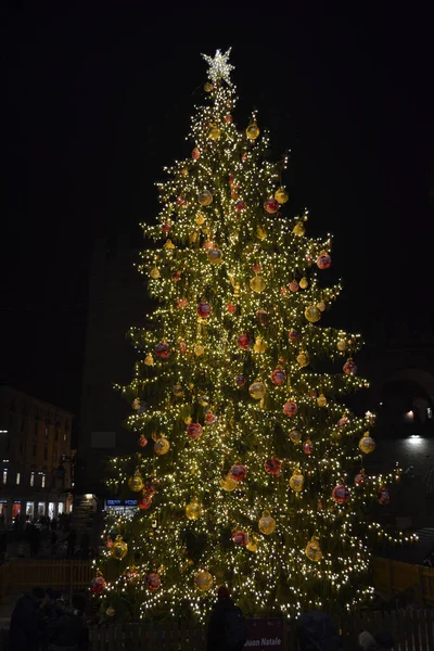 Circa 2019年12月 ボローニャ イタリア ボローニャの街 クリスマスライト 都市の装飾 アーチ ロイヤリティフリーのストック写真