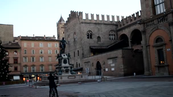 Fontana Del Nettuno Bologna Realizzata Dallo Scultore Jambolon — Video Stock