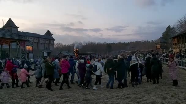 March 2020 Shrovetide Celebration Kievan Rus Park — Stock Video