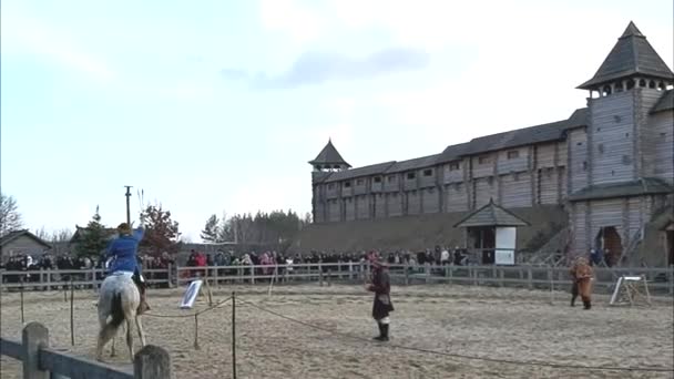 Mars 2020 Shrovetide Firande Kievan Rus Park — Stockvideo