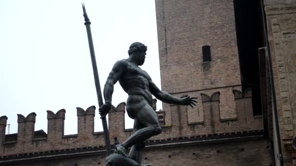 Fontana Del Nettuno Bologna Realizzata Dallo Scultore Jambolon — Video Stock