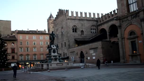 Fontana Del Nettuno Bologna Realizzata Dallo Scultore Jambolon — Video Stock