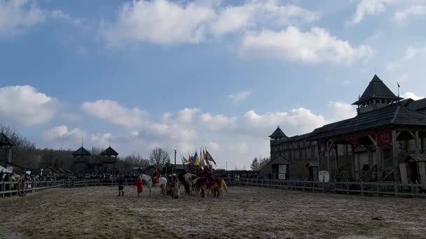 Mars 2020 Shrovetide Firande Kievan Rus Park — Stockvideo