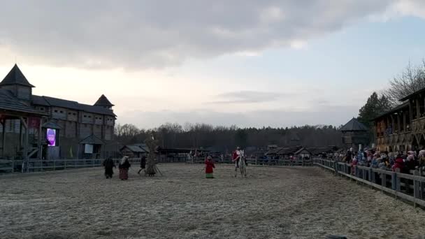 March 2020 Shrovetide Celebration Kievan Rus Park — Stock Video