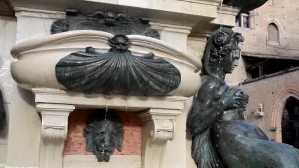 Fontanna Neptuna Bolonii Stworzona Przez Rzeźbiarza Jambolona — Wideo stockowe
