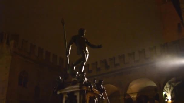 Фонтан Нептуна Болонье Созданный Скульптором Джамболоном — стоковое видео