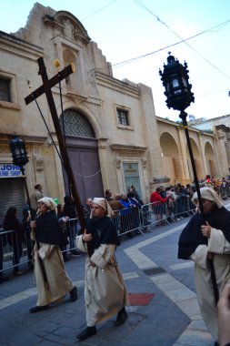 CIRCA Nisan 2019, VALETTA, MALTA - Kutsal hafta boyunca Paskalya Geçidi