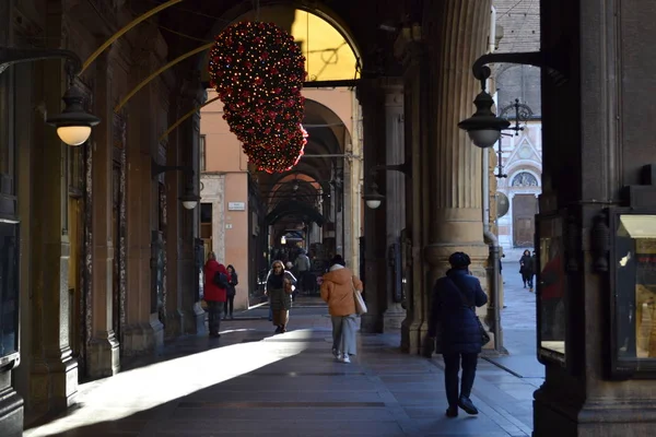 Circa Décembre 2019 Bologna Italie Rues Ville Bologne Lumières Noël — Photo