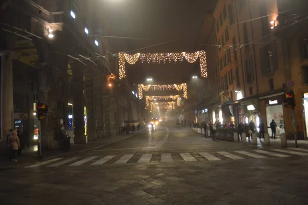 Circa December 2019 Bologna Itália Ruas Cidade Bolonha Luzes Natal — Fotografia de Stock