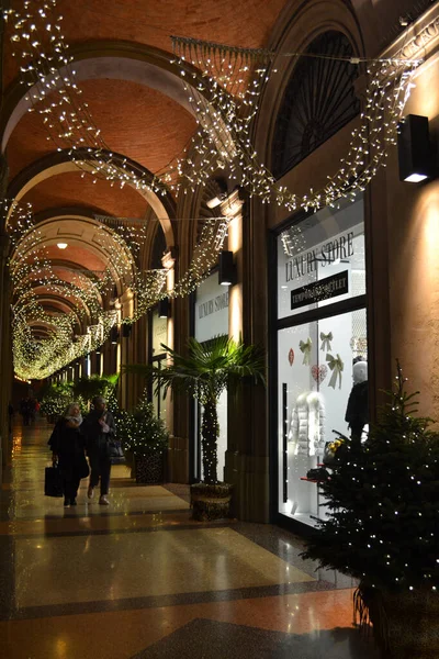 Circa Décembre 2019 Bologna Italie Rues Ville Bologne Lumières Noël — Photo