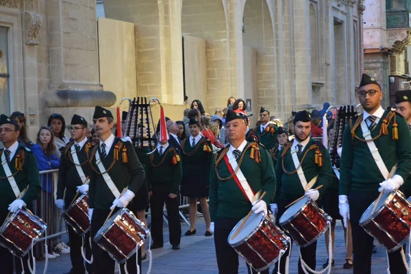 Circa April 2019 Valetta Malta Velikonoční Procesí Během Svatého Týdne — Stock fotografie