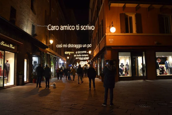 Circa December 2019 Bologna Itália Ruas Cidade Bolonha Luzes Natal — Fotografia de Stock