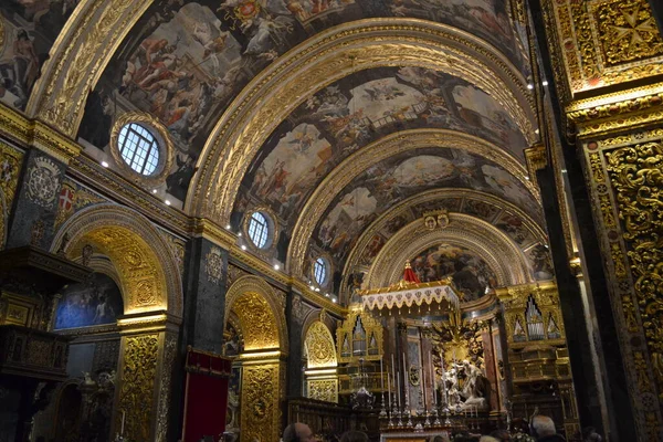 Circa Abril 2019 Valetta Malta Cocatedral São João Interior — Fotografia de Stock