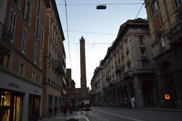 Circa Prosinec 2019 Boloňa Itálie Boloňské Ulice Vánoční Osvětlení Městské — Stock fotografie