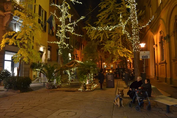Circa December 2019 Bologna Italien Bologna City Streets Julbelysning Stadsdekorationer — Stockfoto