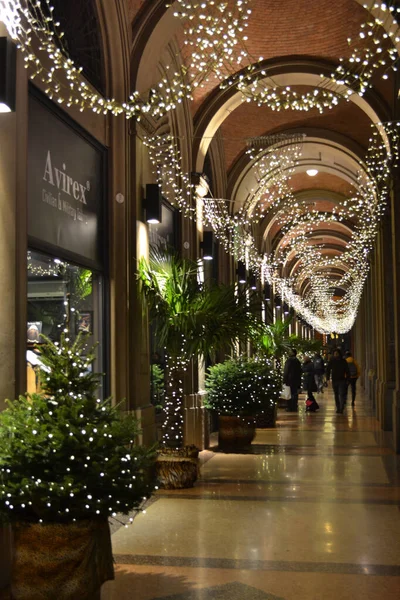 Circa Décembre 2019 Bologna Italie Rues Ville Bologne Lumières Noël — Photo