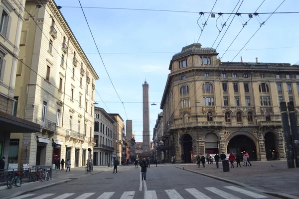 Circa December 2019 Bologna Itália Ruas Cidade Bolonha Luzes Natal — Fotografia de Stock