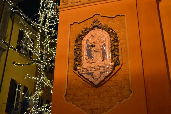 Bolonha Ruas Cidade Luzes Natal Decorações Cidade Arcos Carros — Fotografia de Stock