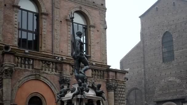 Neptune Fountain Bologna Created Sculptor Jambolon — Stock Video