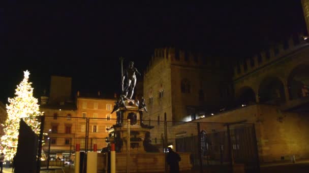 Fontänen Neptunus Bologna Skapad Skulptören Jambolon — Stockvideo