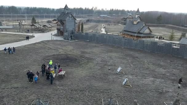 Mars 2020 Shrovetide Firande Kievan Rus Park — Stockvideo