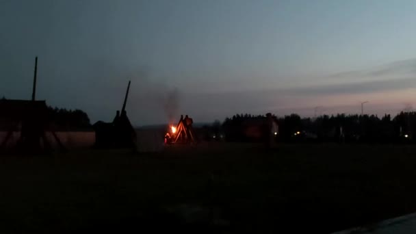 Výstřel Staré Zbraně Trebuchet — Stock video