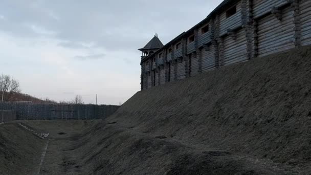 Alte Hölzerne Festung Altes Kiew — Stockvideo