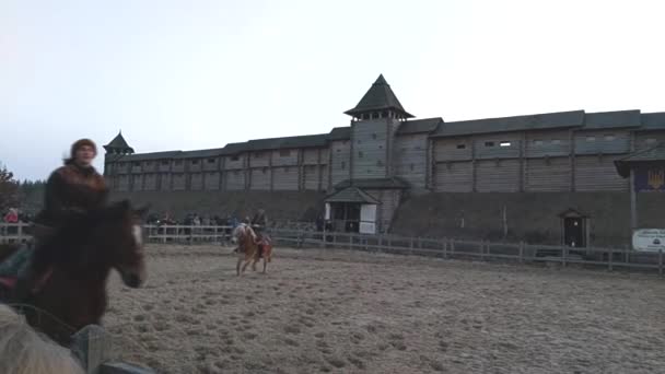 Maart 2020 Shrovetideviering Park Kievan Rus — Stockvideo