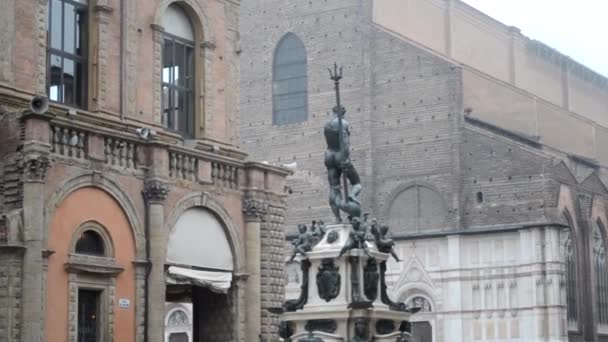 Neptunbrunnen Bologna Geschaffen Vom Bildhauer Jambolon — Stockvideo