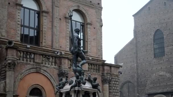 Neptunbrunnen Bologna Geschaffen Vom Bildhauer Jambolon — Stockvideo