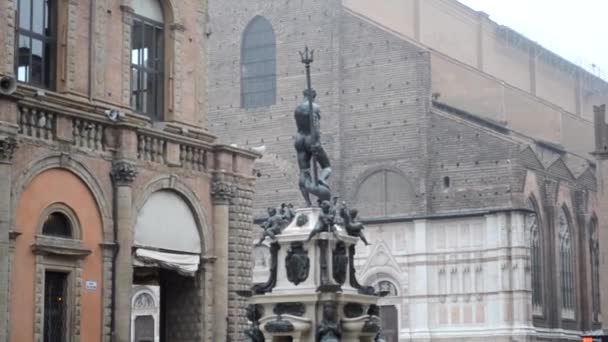 Neptunbrunnen Bologna Geschaffen Vom Bildhauer Jambolon — Stockvideo