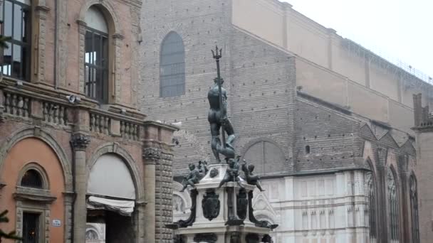 Fontana Del Nettuno Bologna Realizzata Dallo Scultore Jambolon — Video Stock