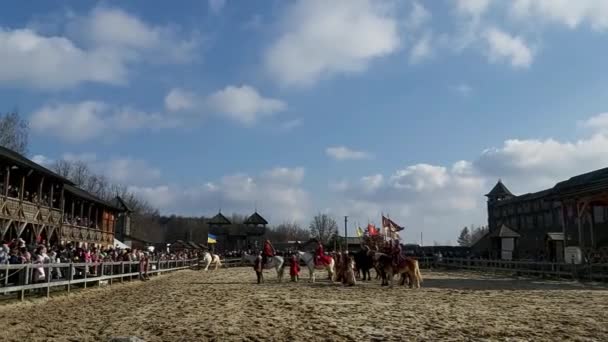 Mars 2020 Shrovetide Firande Kievan Rus Park — Stockvideo