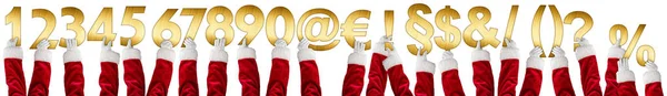 Numeri Caratteri Speciali Natale Lettera Set Babbo Natale Braccia Mani — Foto Stock
