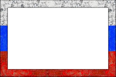 boş ahşap resim veya yazı tahtası çerçeve beyaz arka plan üzerinde izole Rus Rusya bayrağı tasarım