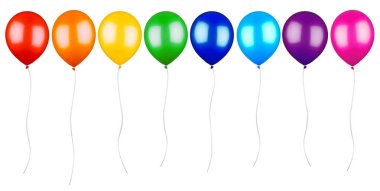 satır dize kordon beyaz arka plan üzerinde izole ile renkli balon