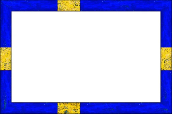 Cuadro Madera Vacío Marco Pizarra Sueco Diseño Bandera Sueca Aislado —  Fotos de Stock