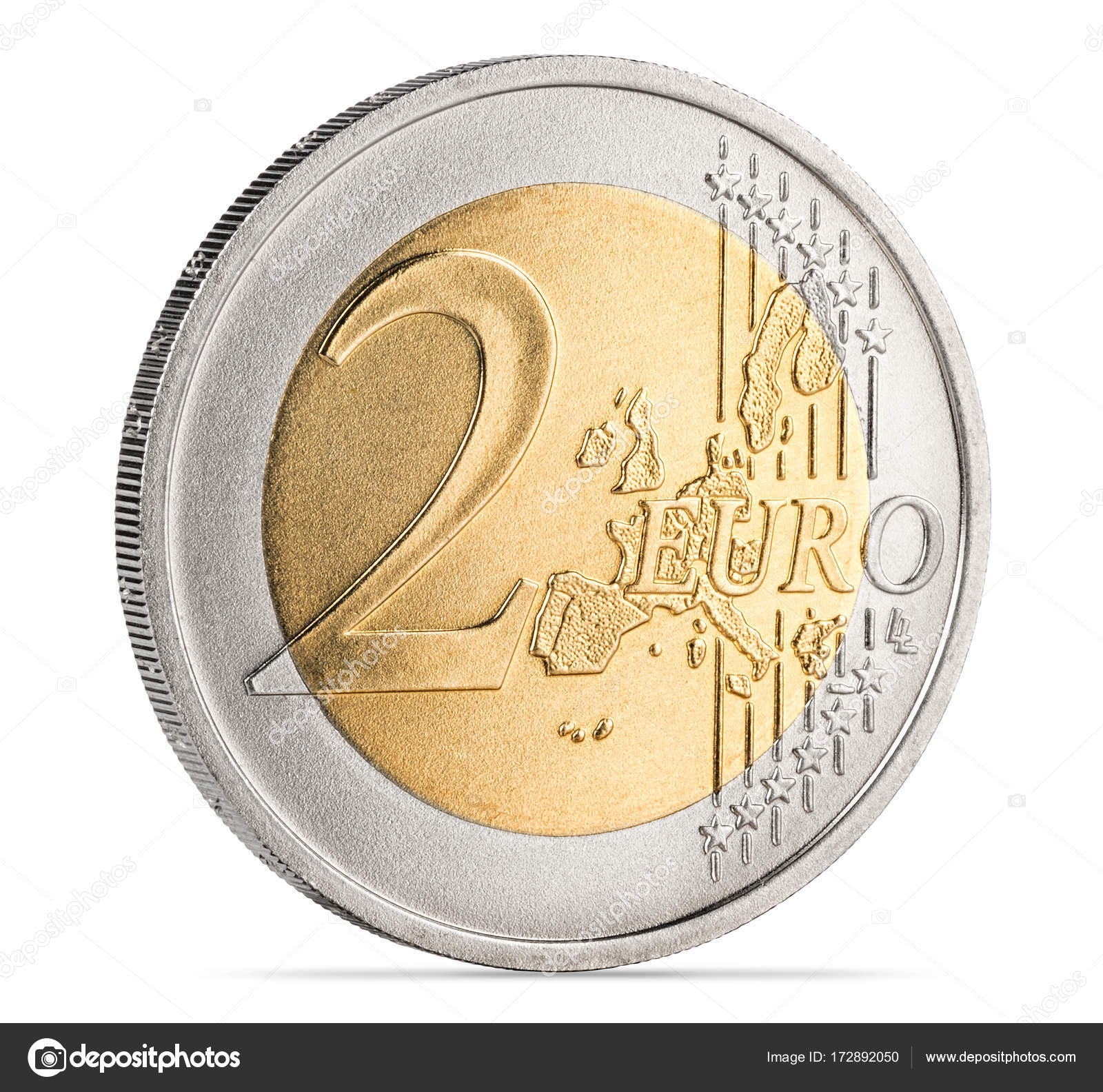 两个欧元硬币孤立的白色背景金融货币符号——图库图片© stockfoto-graf #172892050