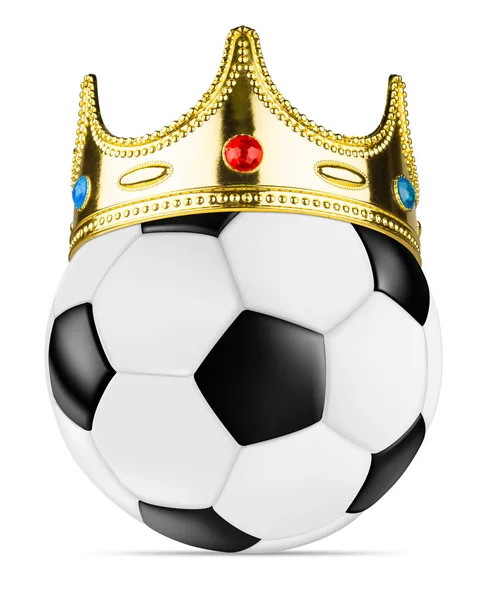 Klassieke Retro Zwart Wit Voetbal Bal Winnaar Concept Met Koning — Stockfoto