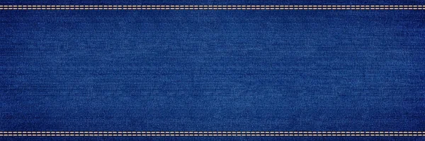 Empty Blue Indigo Jeans Denim Wide Panorama Texture Background Design — Stock Photo, Image