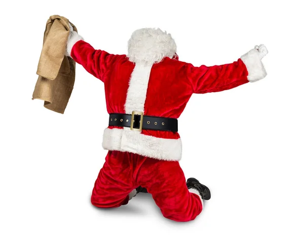 Divertente Pazzo Esilarante Rosso Bianco Babbo Natale Celebrazione Stringere Pugno — Foto Stock