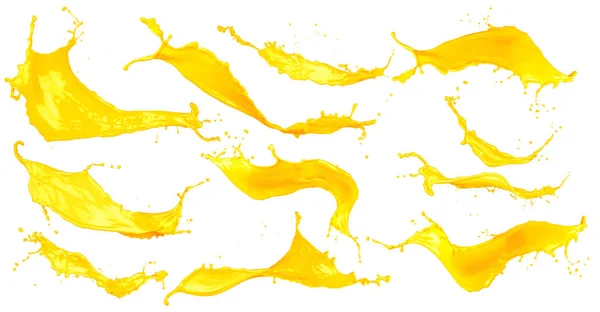 Abstrakte Gelbe Farbspritzer Auf Weißem Hintergrund — Stockfoto